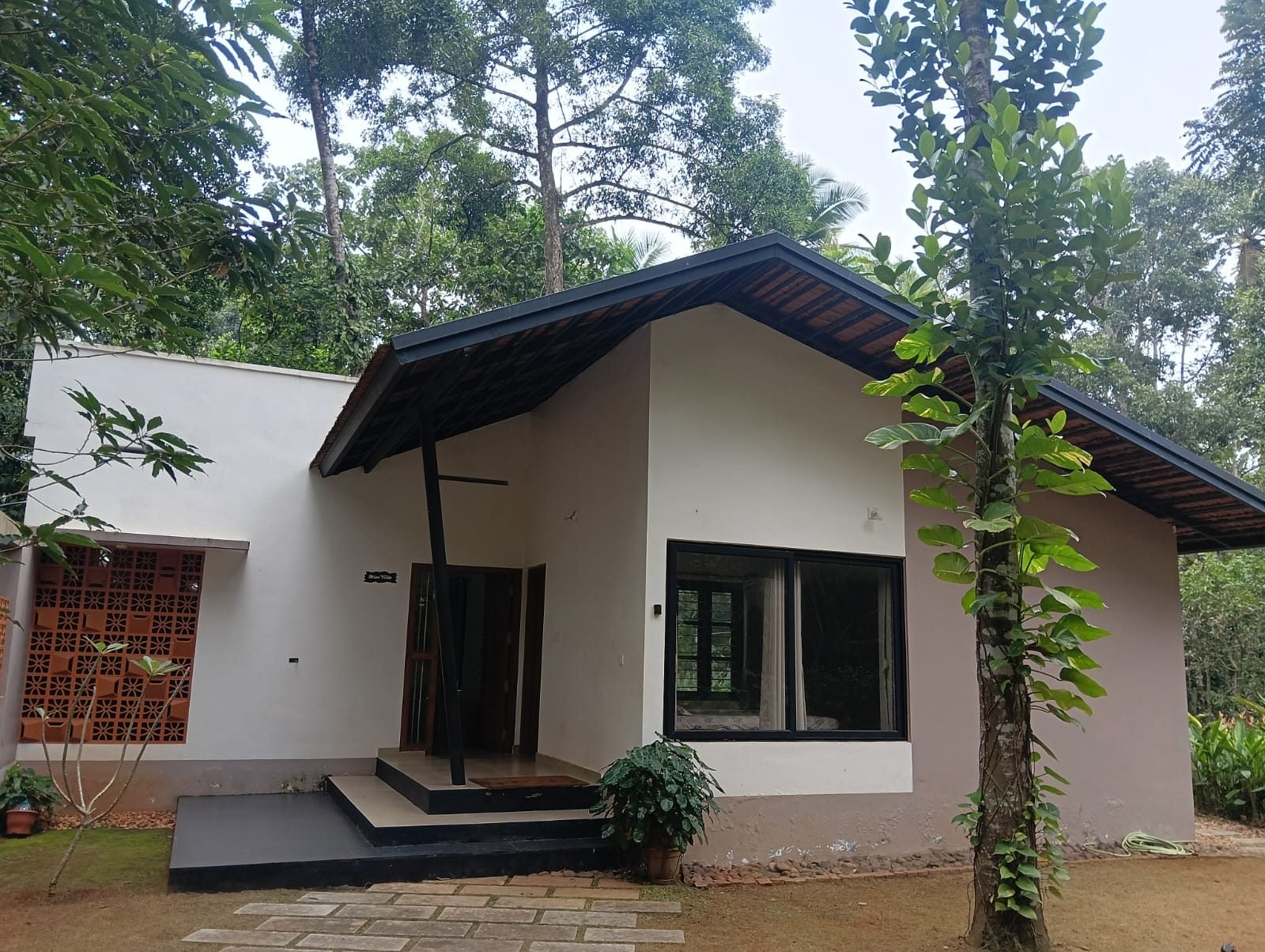 Villa exterior, angled view